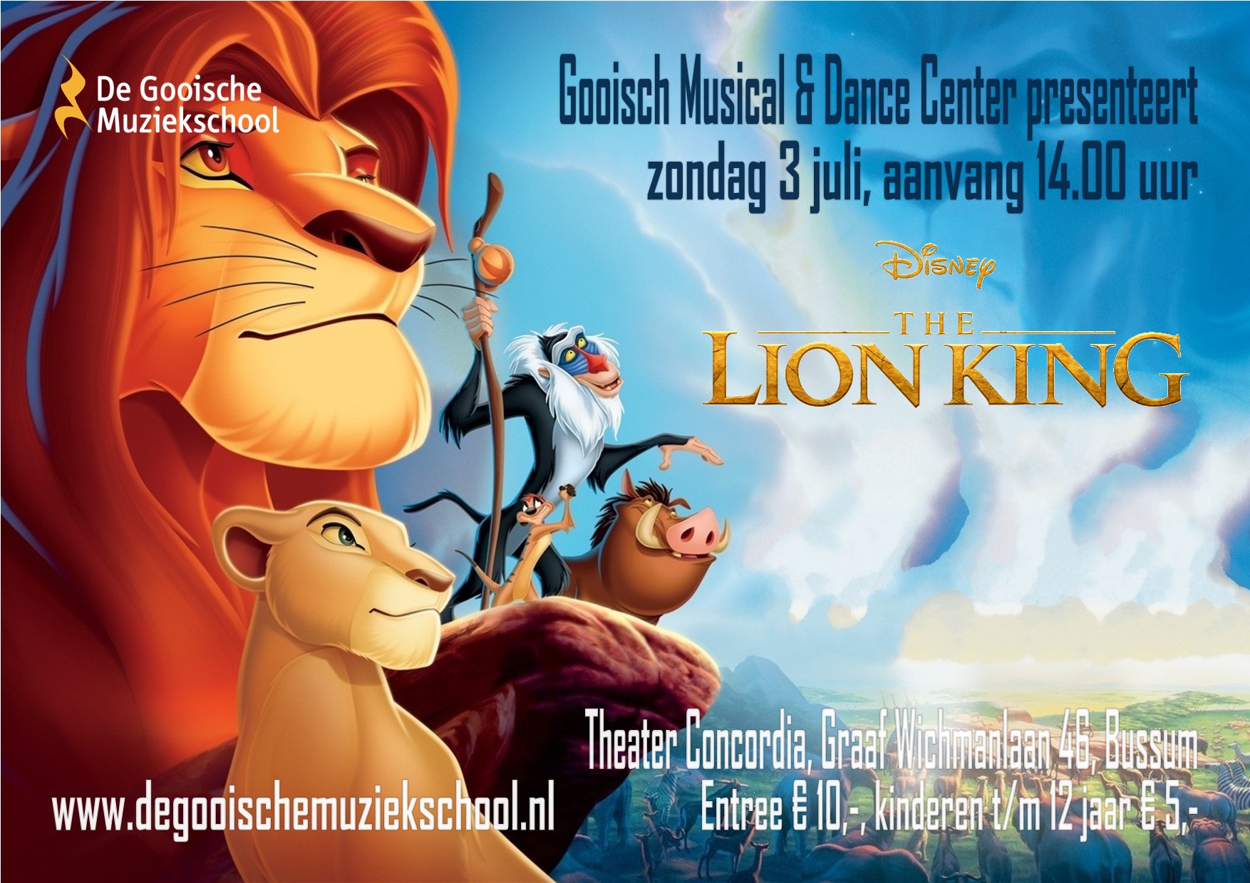 lucht Zeeslak winter 3 juli - Musical The Lion King - De Gooische Muziekschool
